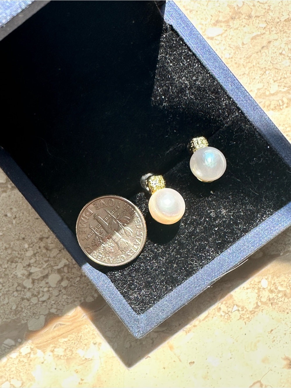 Dainty Freshwater Pearl Stud Earrings | 14K Gold Plated